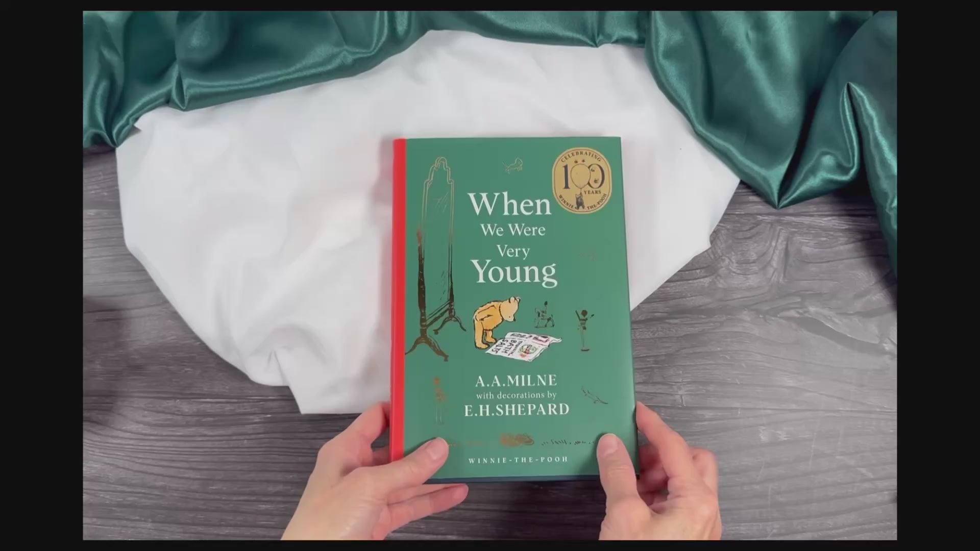  video preview of When We Were Very Young by A. A. Milne, showing the cover and edge spine of the hardcover children's poetry collection.